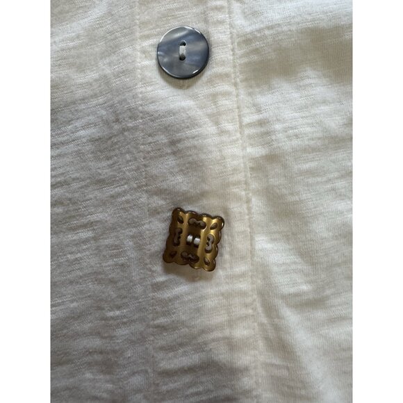 Soft Surroundings Size XL Danielle Cream Sleeveless Tunic Top Buttons Lagenlook - Picture 7 of 15